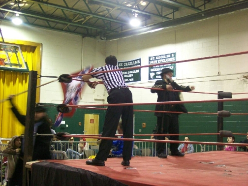 Mr. WOOD leads "THE LAST OUTLAW", BIG RON PRICE, to the ring.