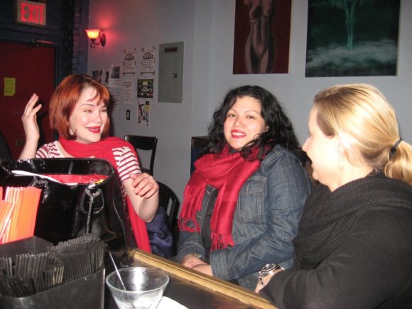 JACKIE, VIOLETA and MEREDITH having fun at the bar.