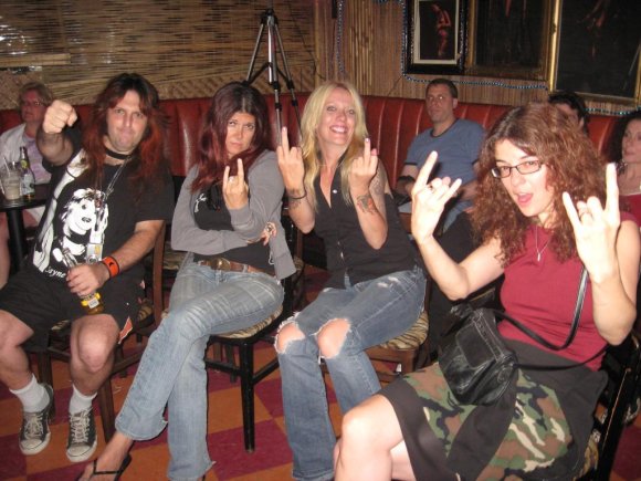 TONY WOLFMAN (SHEWOLVES), DONNA LUPE (SHEWOLVES), JETTE and LAURA SATIVA (SHEWOLVES) enjoying BUDDY and his boys.