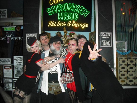 Mr. WOOD and the KAMIKAZE QUEENS posing front of OTTO's.