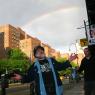 Mr. WOOD under the rainbow, (after the game and post game party)  outside of OTTO's.