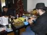 PETE aka "BIG SKINNY" peeling potatoes and BIG RON PRICE prepping the mushrooms.