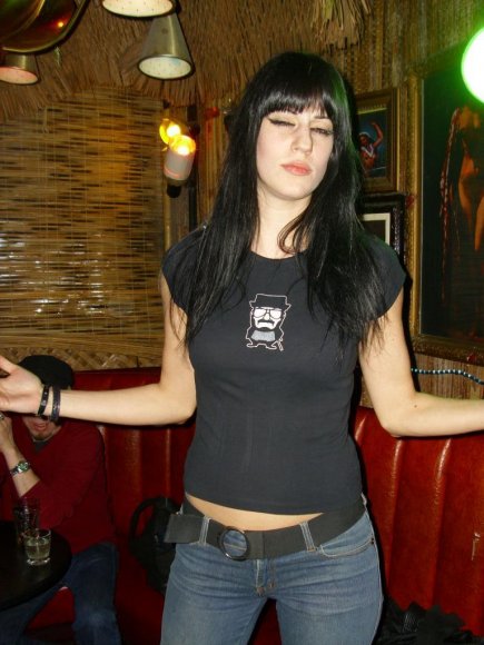 TONI LYNN (THE WOOD NYMPHS) modeling the FRANK WOOD Baby-Tee T-shirt.