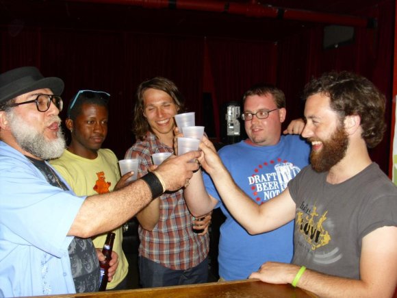 Mr. WOOD, DEVON, SEAN, CAM and DEREK enjoying some JACK DANIELS