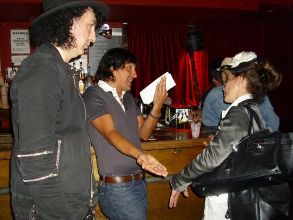 FREDDIE, GEORGIE and ? hanging at the bar.