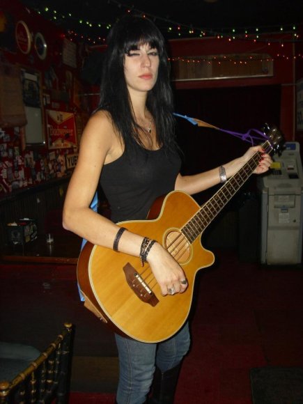 WOOD NYMPH TONI LYNN with McAUGH's bass at TRASH BAR as McAUGH's Birthday party continued!