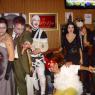 ZOMBIE COUPLE, CLEOPATRA and MUMMY, THE BIRD!, WOLFMAN's head, VAMPIRA, THE INVISIBLE MAN and FRANKENSTEIN at the Pool table.