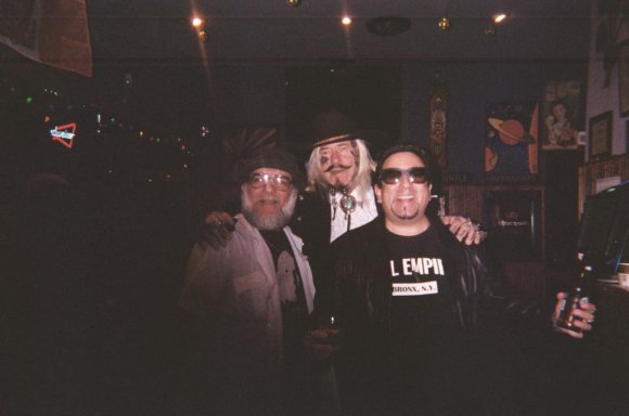 FRANK WOOD, The "Outlaw" BOBBY STEELE and KENN relaxing with a few beers after the show.