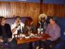 ? watches as Mr. WOOD and REW interview 2 members of KING BEE & THE STINGERS - BUDDY BOWZER and SCHEEBO.