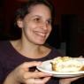 SARAH and a slice of her homemade BANANA/PEANUT BUTTER CREAM pie.