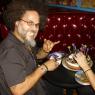 TRISH moves her fingers as TY gets ready to cut the cake!