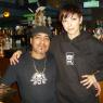 OTTO's Barback, ALBERTO, with OTTO's Bartender, LINDSEY, as she models her new WOODIE HOODIE!