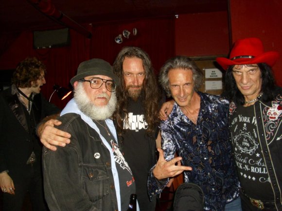 Mr. WOOD, JOHN YORKE, LENNY and GASS WILD (LOVE PIRATES) with BRIAN in the background.