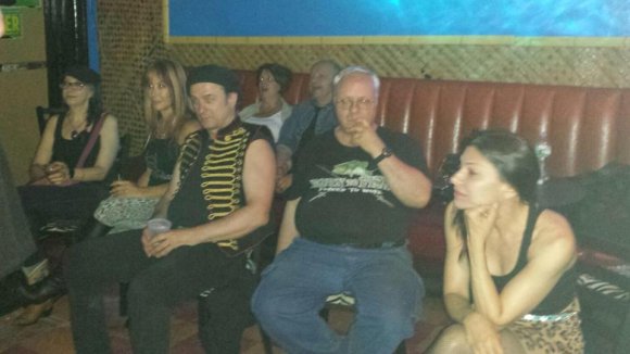 ANNE, CYNDI DAWSON (THE CYNZ), HENRY SEIZ (THE CYNZ), ?, ?, ALAN RAND and GINA HEALY resting up before JOEY KELLY's ALL STARS hit the stage!