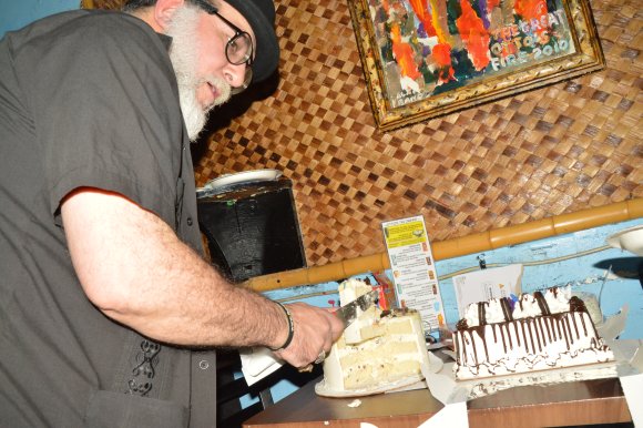 FRANK cutting the cake!