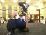 LUCIFER remains champ because he lost by disqualification.